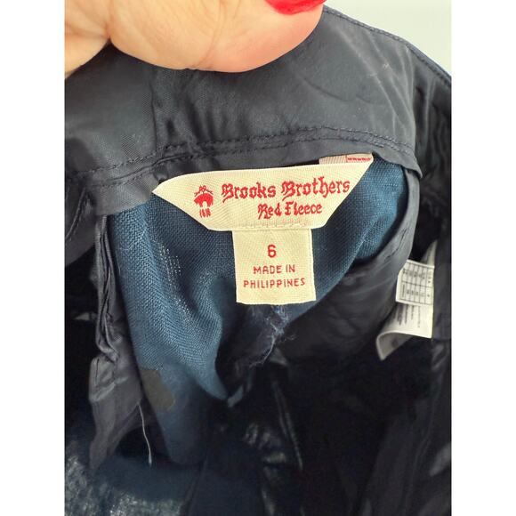 Brooks Brothers Red Fleece Linen Blend Pants Women 6 Navy Blue Straight Cropped - Picture 8 of 9